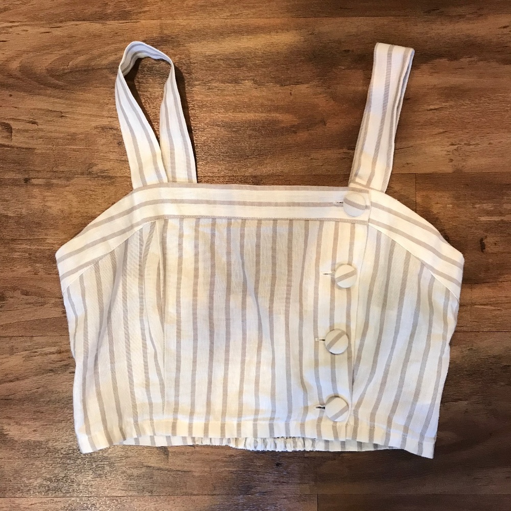 White and Tan striped crop top- Forever 21